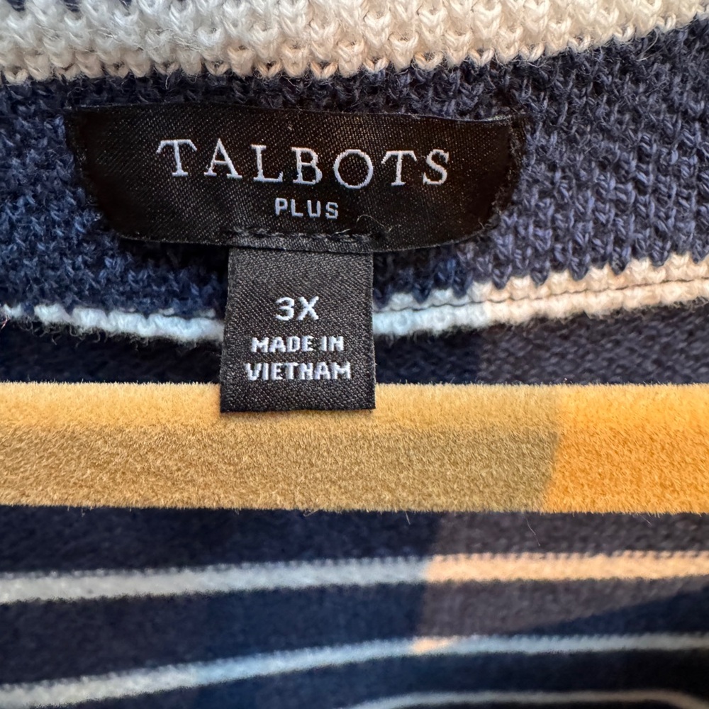 Talbots Navy and White Striped Dress - Picture 4 of 5